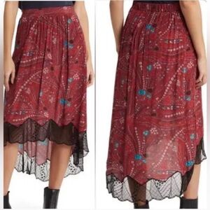 NWT Zadig & Voltaire Joslin Psyche Lace Trim Silk Skirt
